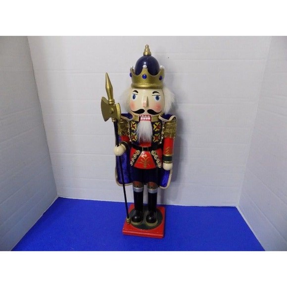 1990's Christmas Wood Nutcracker Figurine Holiday Decorations King Soldier - Picture 1 of 5